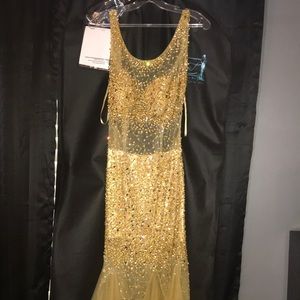 Gold sequin prom dress size 2